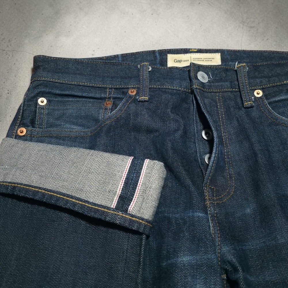 Mens Gap 1969 Kaihara Japanese Selvedge Denim Indigo Slim Jeans Size 31 x 32